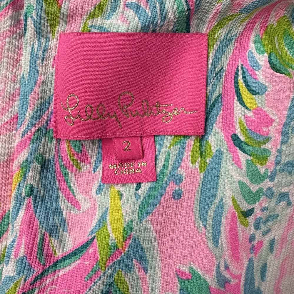 Lilly Pulitzer Dress Womens 2 Multicolor Floral Print Shift V Neck Lined 005603 - Picture 5 of 13